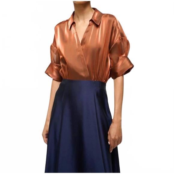 NEW STAUD shubert dress in iridescent cacao/midnight - Picture 4 of 5